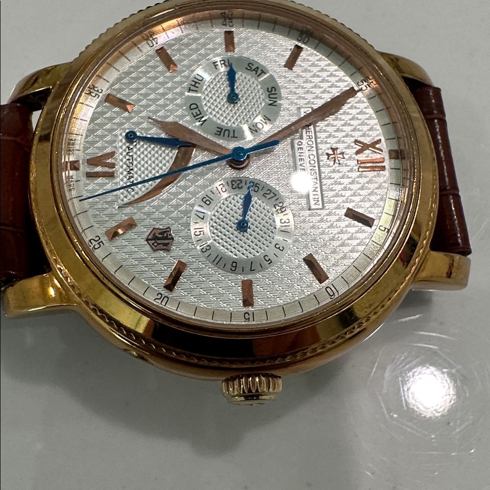 Gold Watch with Brown Strap - Picture 2 of 7